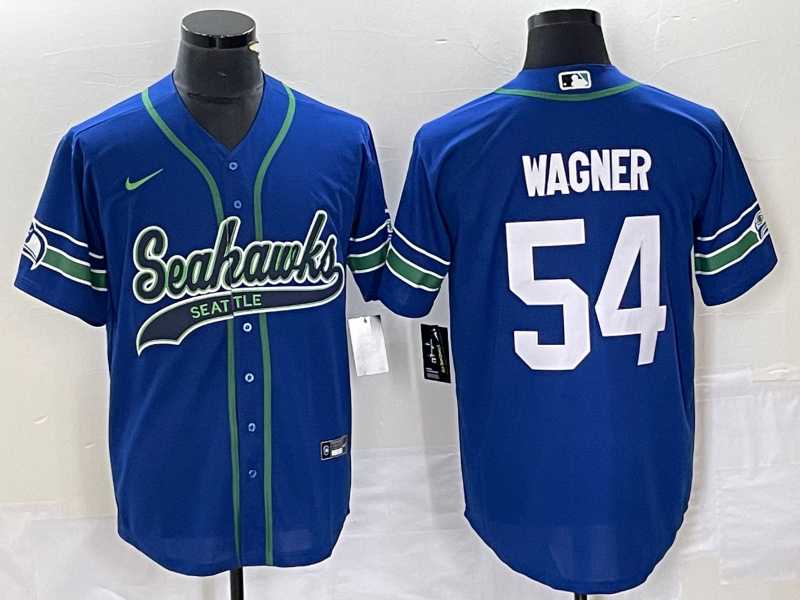 Men%27s Seattle Seahawks #54 Bobby Wagner Blue With Patch Cool Base Stitched Baseball Jersey->seattle seahawks->NFL Jersey